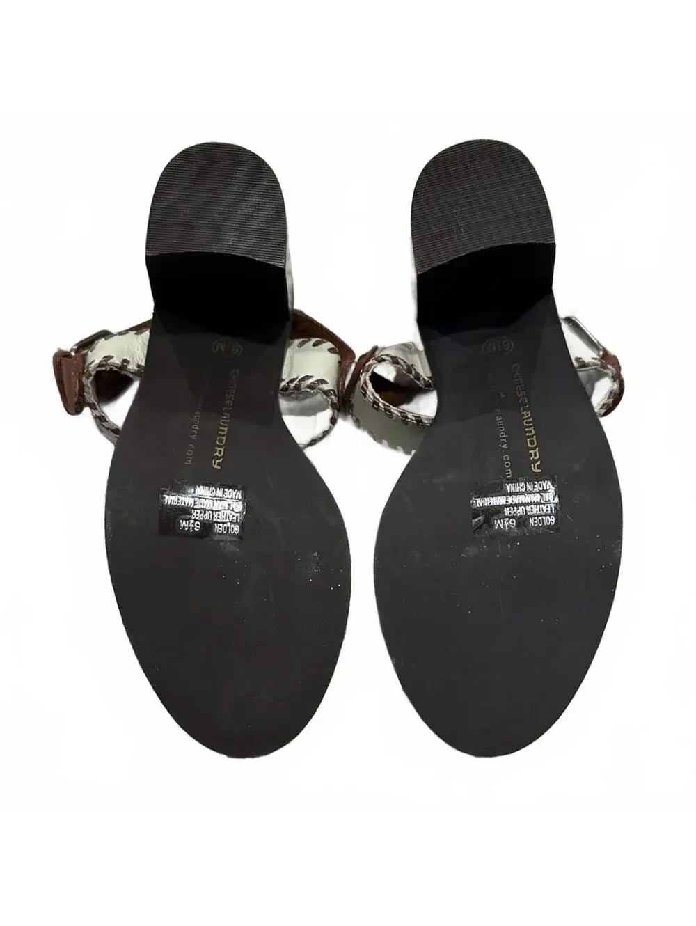 NWOT Chinese Laundry ‘Golden Stacked’ Sandal in Brown and White